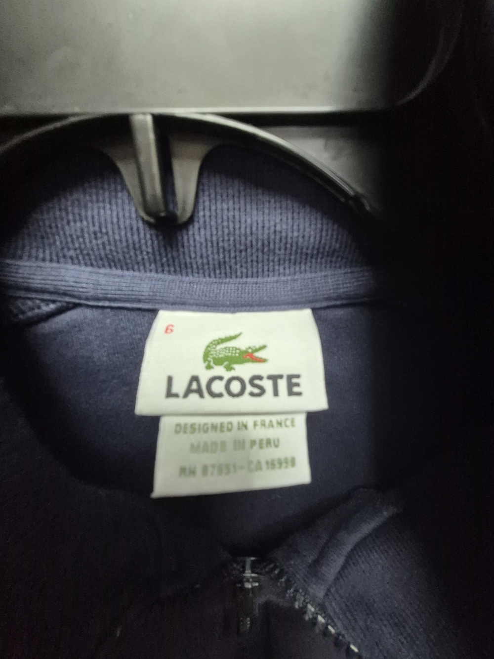 Lacoste Men's Navy Quarter-Zip Sweatshirt with Chest Logo - Picture 3 of 4
